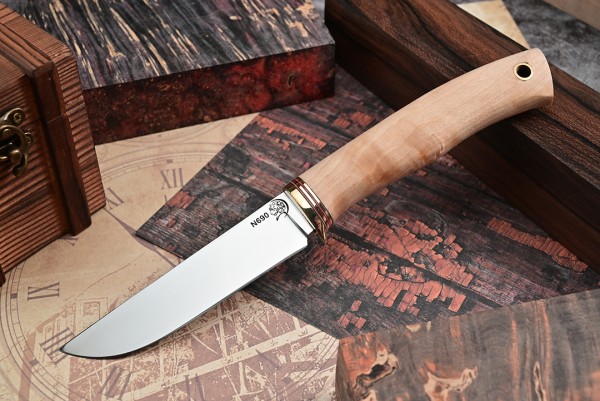 Нож Лесник, клинок из стали Bohler N690, рукоять карельская береза