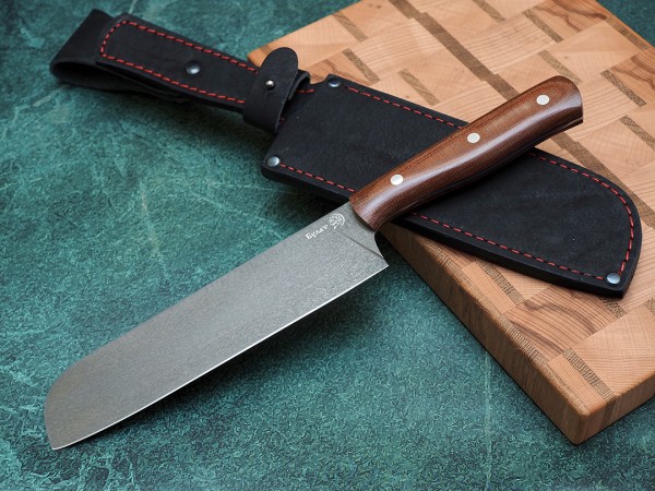 Нож Сантоку, клинок из тигельного булата, цельнометаллический, накладки текстолит