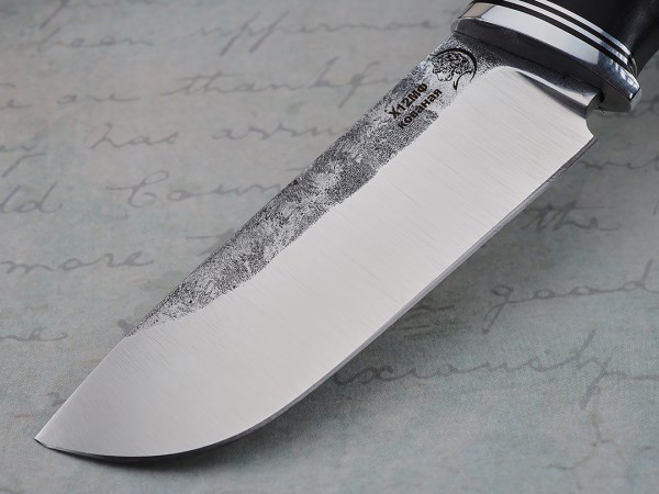 Нож Бобр, клинок из кованой стали Х12МФ, рукоять морёный граб